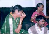 A happy Banarsi Kinnar after being garlanded by one of her supporters