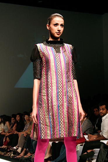 rediff.com: Lakme Fashion Week 2008: Shyamal & Bhumika: Pink is hot!