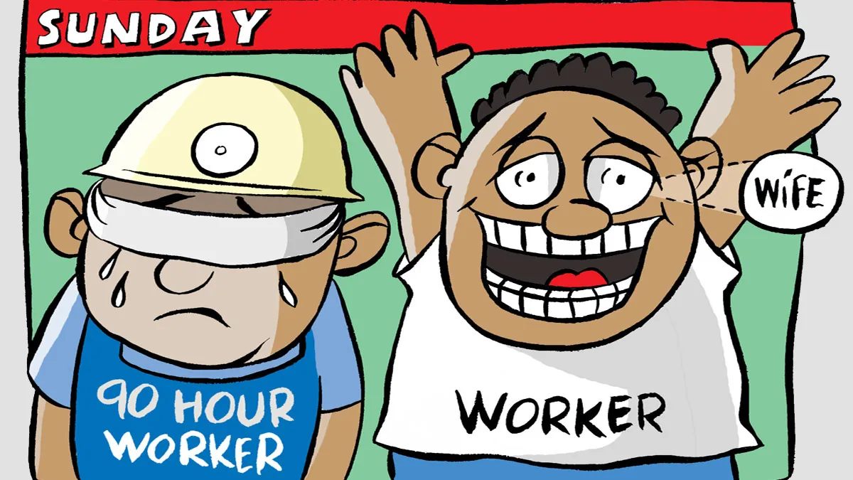 Uttam Ghosh illustration about 90-hour workweek