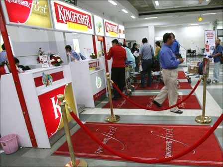 Kingfisher check-in counter of the domestic departure lounge