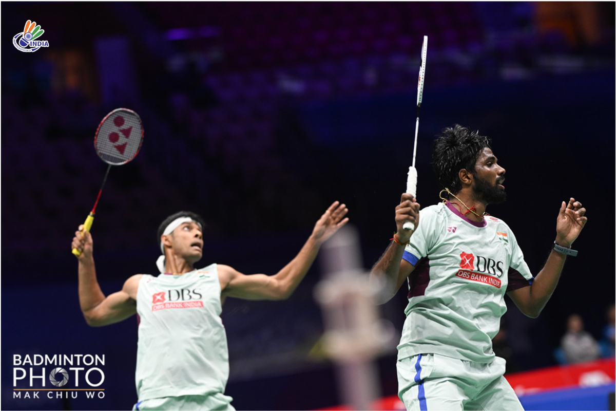 Satwiksairaj Rankireddy and Chirag Shetty in action during the China Masters tournament in Shenzhen, China, on Friday.