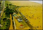 An aerial view of the beachfront