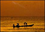 Orange-hued sky at Marina Beach